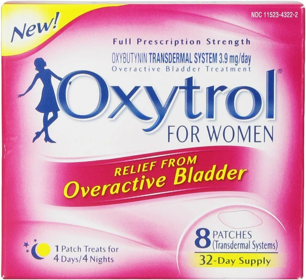 The front panel of the Oxytrol for Women box of 8 patches